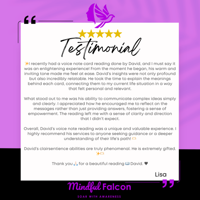 Testimonial highlighting a positive experience with a reading from Daria, praising her insights.