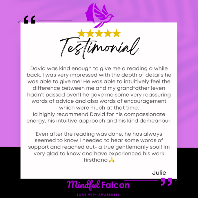 Testimonial highlighting David's supportive nature and impactful reading sessions.